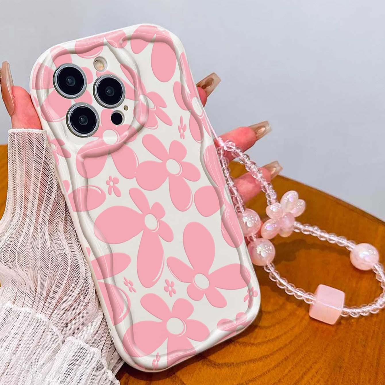 Flower Pattern Tpu Phone Case, Shockproof Wave Edge, Compatible with Apple iPhone 17 Pro Max, 16, 15, 14, 13, 12 Pro Max, XR, XS