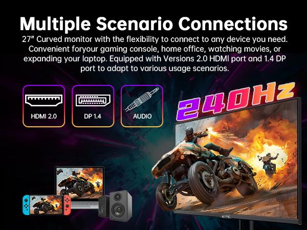 KTC 27'' FHD DP@280Hz Gaming Monitor, FHD 1920*1080P HDMI@240Hz PC Computer Monitor, Fast VA Panel, 1ms GTG, Adaptive-Sync, HDR10 Support, 4000:1 contrast ratio, 126% sRGB, HDMI and Displayport Inputs, H27E22P