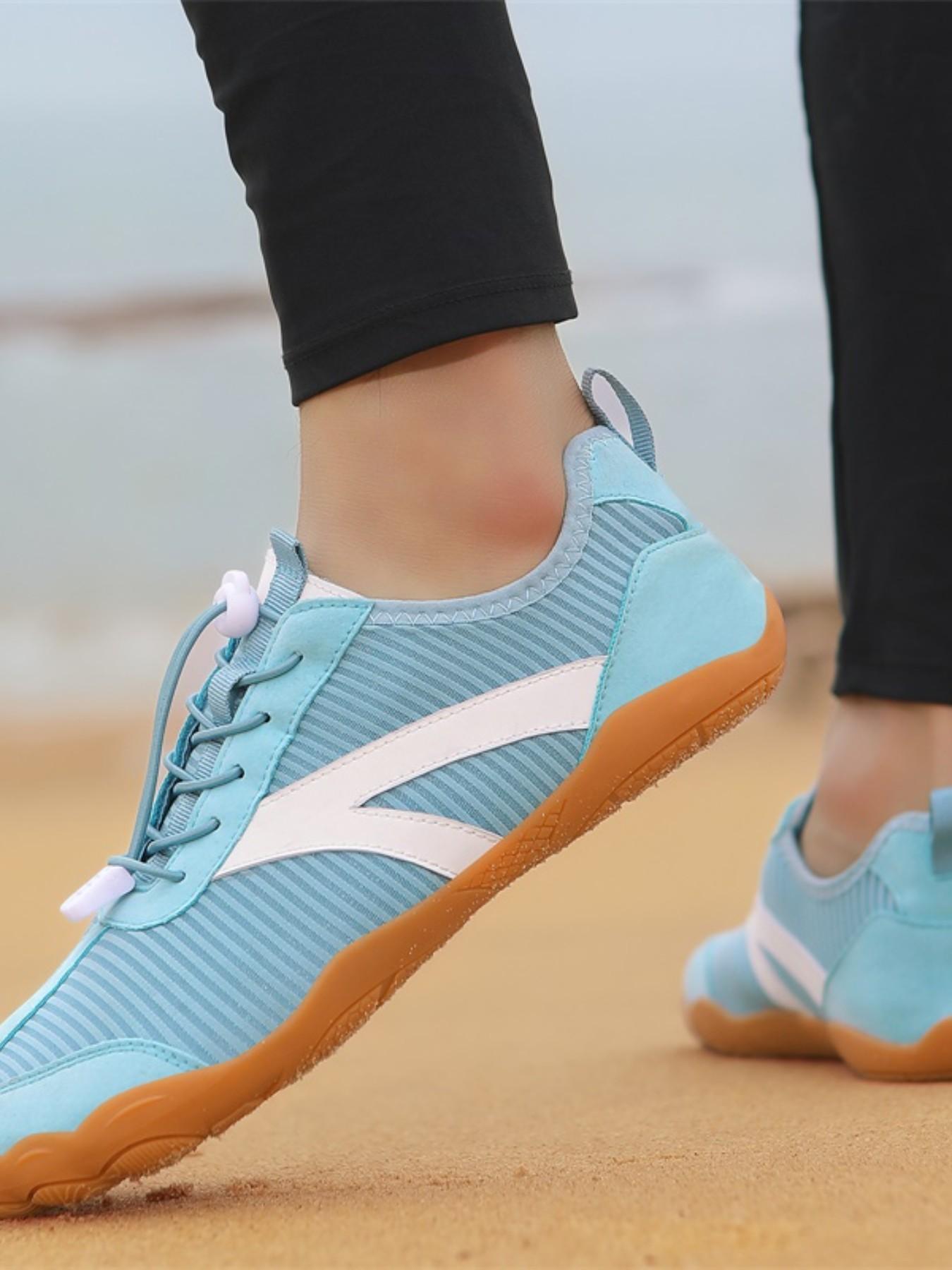 Couple Five-Finger Yoga Shoes, Casual Indoor Fitness Sneakers, Mesh Fabric, Rubber Sole, Wide Fit, Solid Color, China Made