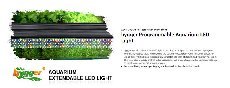 hygger Aquarium Programmable LED Light, for 12~55in Long Full Spectrum Plant Fish Tank Light with LCD Setting Display, 7 Colors, Sunrise Sunset Moon and DIY Mode, for Novices Advanced Players