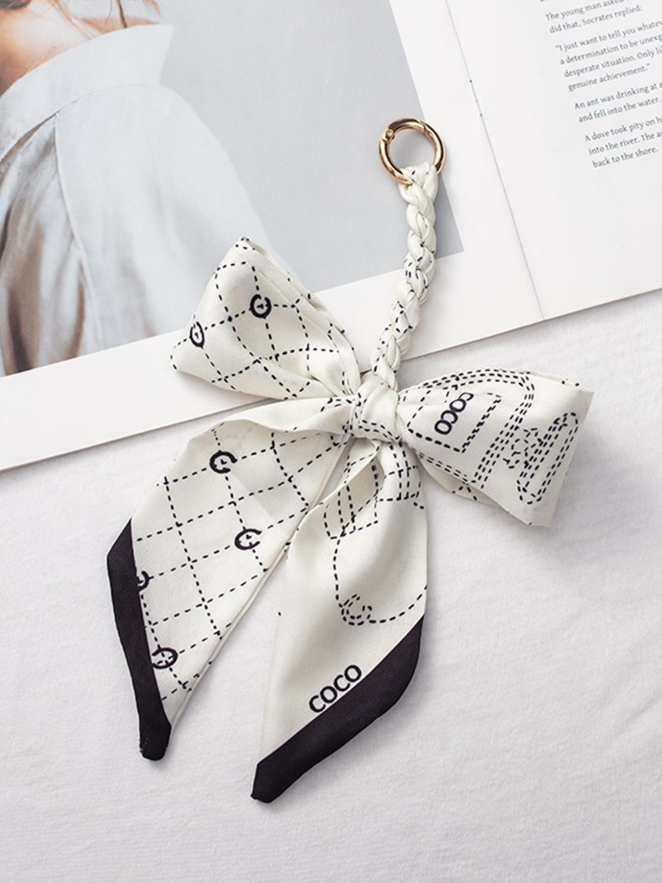 Elegant Braided Silk Scarf Bow Bag Charm, Luxury Handbag Pendant Accessory, Cute Aesthetic Bag Decor, Multi-use Keychain & Phone Charm, Perfect Birthday Christmas Mother's Day Gift for Women Girls, Trendy Bag Accessory for Tote Backpack Handbag