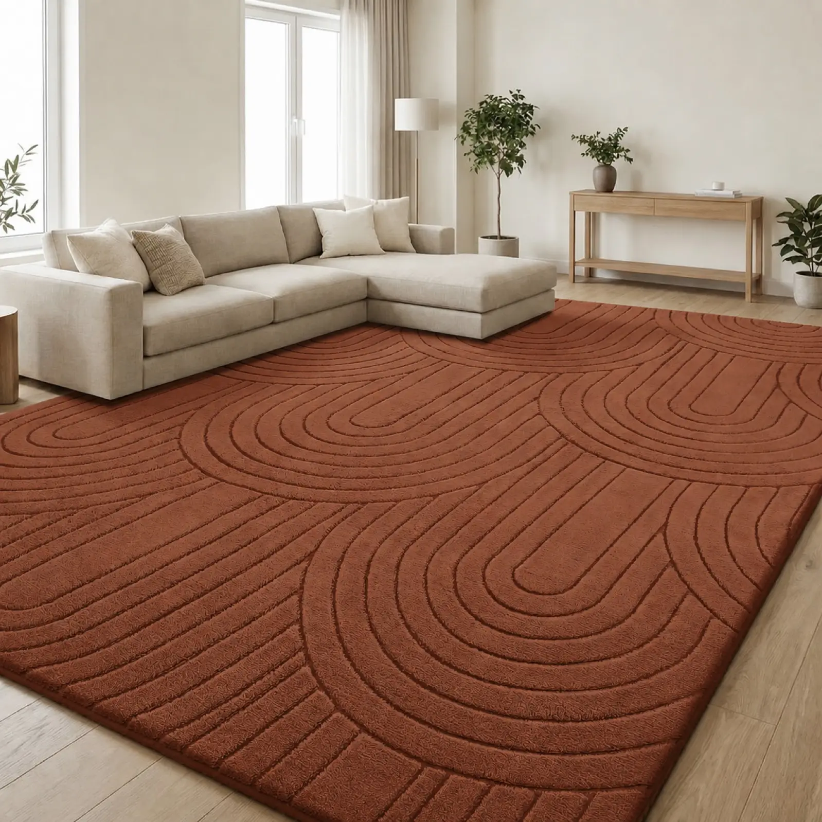 FAMVAL Rainbow Geometric Jacquard Weft Plush Fleece Area Rug - Cushioned Sponge, Wrinkle Resistant, Pet Friendly, Anti-Shrink, Durable for Bedroom, Kid Room - Note: Avoid Direct Sunlight