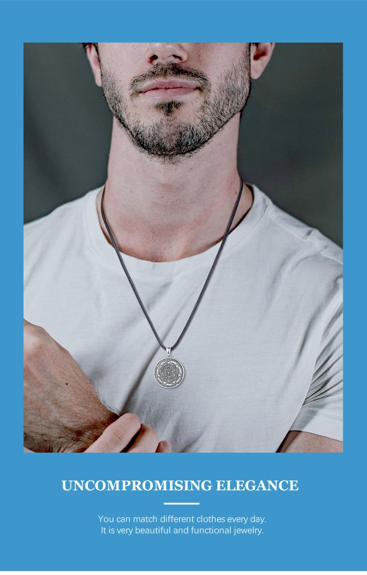 Antique Seal of Seven Archangels Necklace, Protective Solomon Pendant, Archangel Michael Talisman Amulet, Spiritual Jewelry Gift For Men