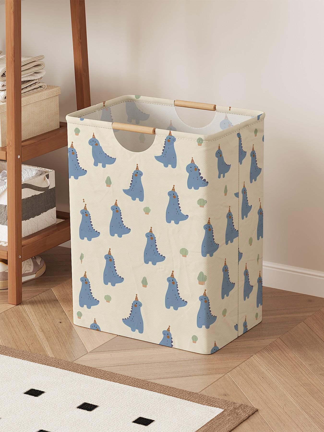 Small Dinosaur Pattern Open Storage Box, Foldable Laundry Basket with Handle, Home Bathroom Folding Clothes Storage Bucket