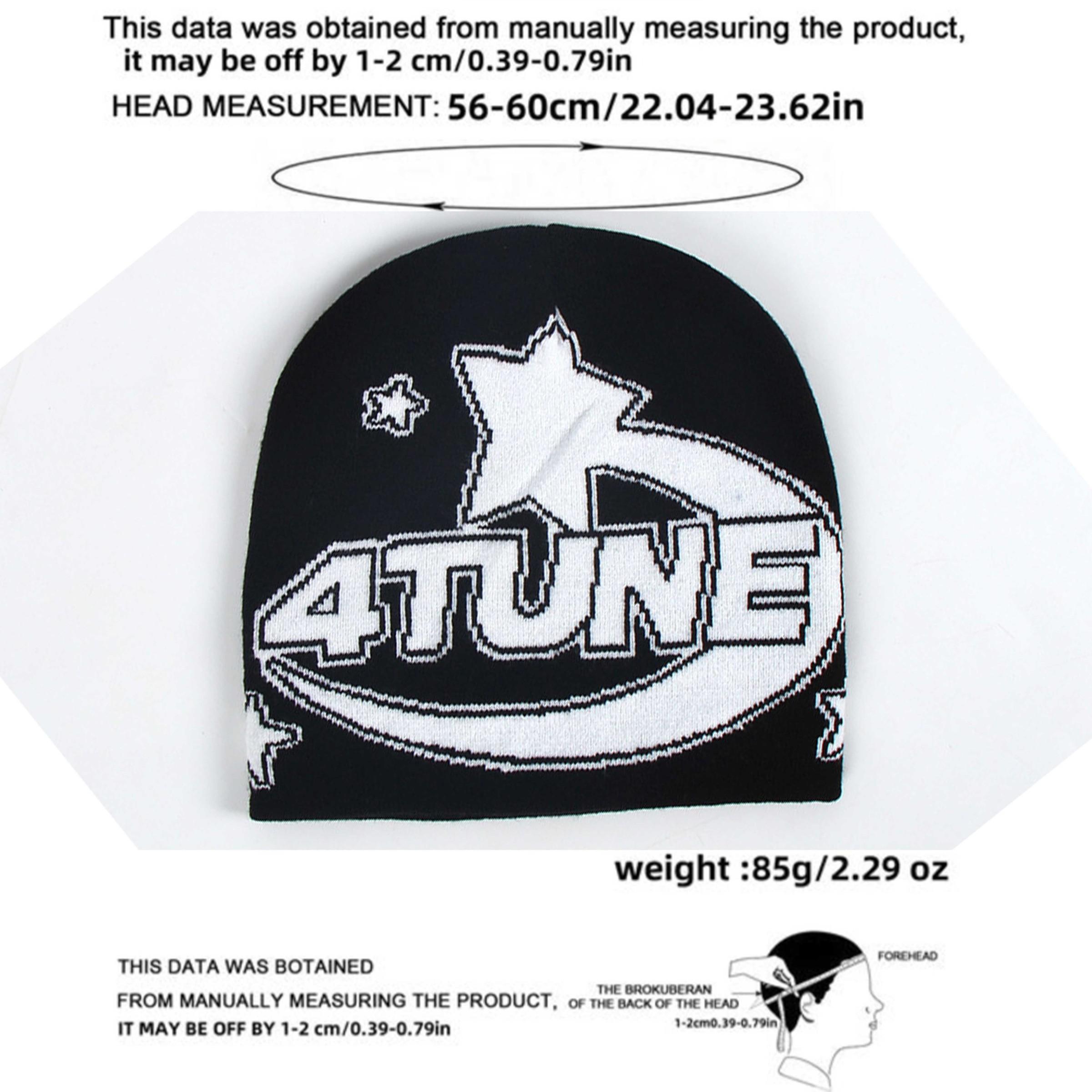 4tune Star Pattern Knit Beanie, Unisex Y2K Streetwear Skull Hat, Warm Skateboard Beanie, Perfect for Street Style, Winter, Daily Wear