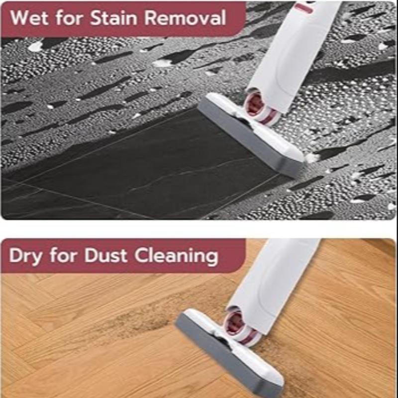 Mini Cleaning Mop Set, 3-Piece Sponge Mop, Dry Wet Dual Use, 2 Sponge Heads, 1 Squeeze Handle, Ideal for Bathroom, Kitchen, Car