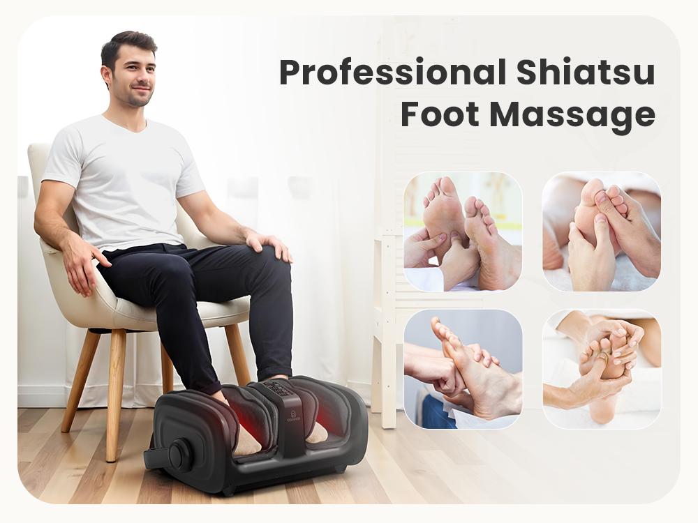 COMFIER Shiatsu Foot Calf Massager with Heat, Gifts for Women Men, , Leg Massager, Kneading/Vibration Massage, Remote Control, Up to Size 14