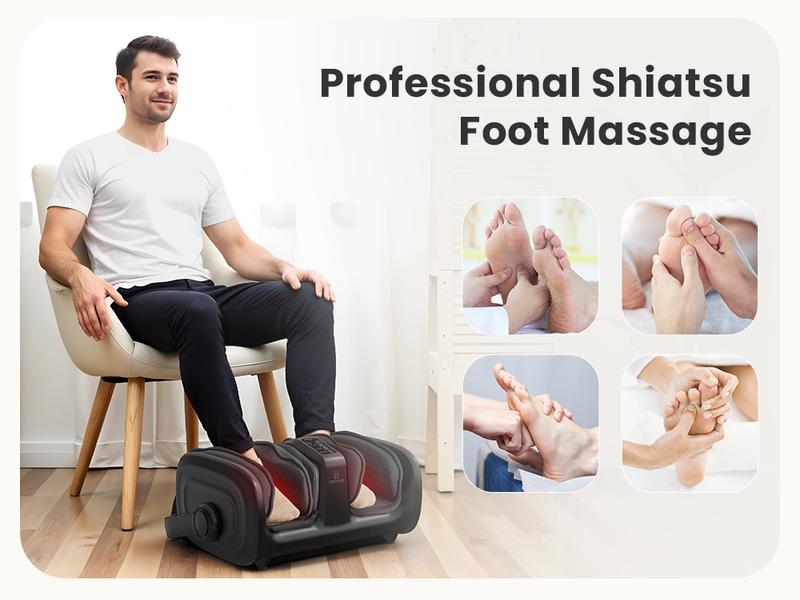 COMFIER Shiatsu Foot Calf Massager with Heat, Gifts for Women Men, , Leg Massager, Kneading/Vibration Massage, Remote Control, Up to Size 14