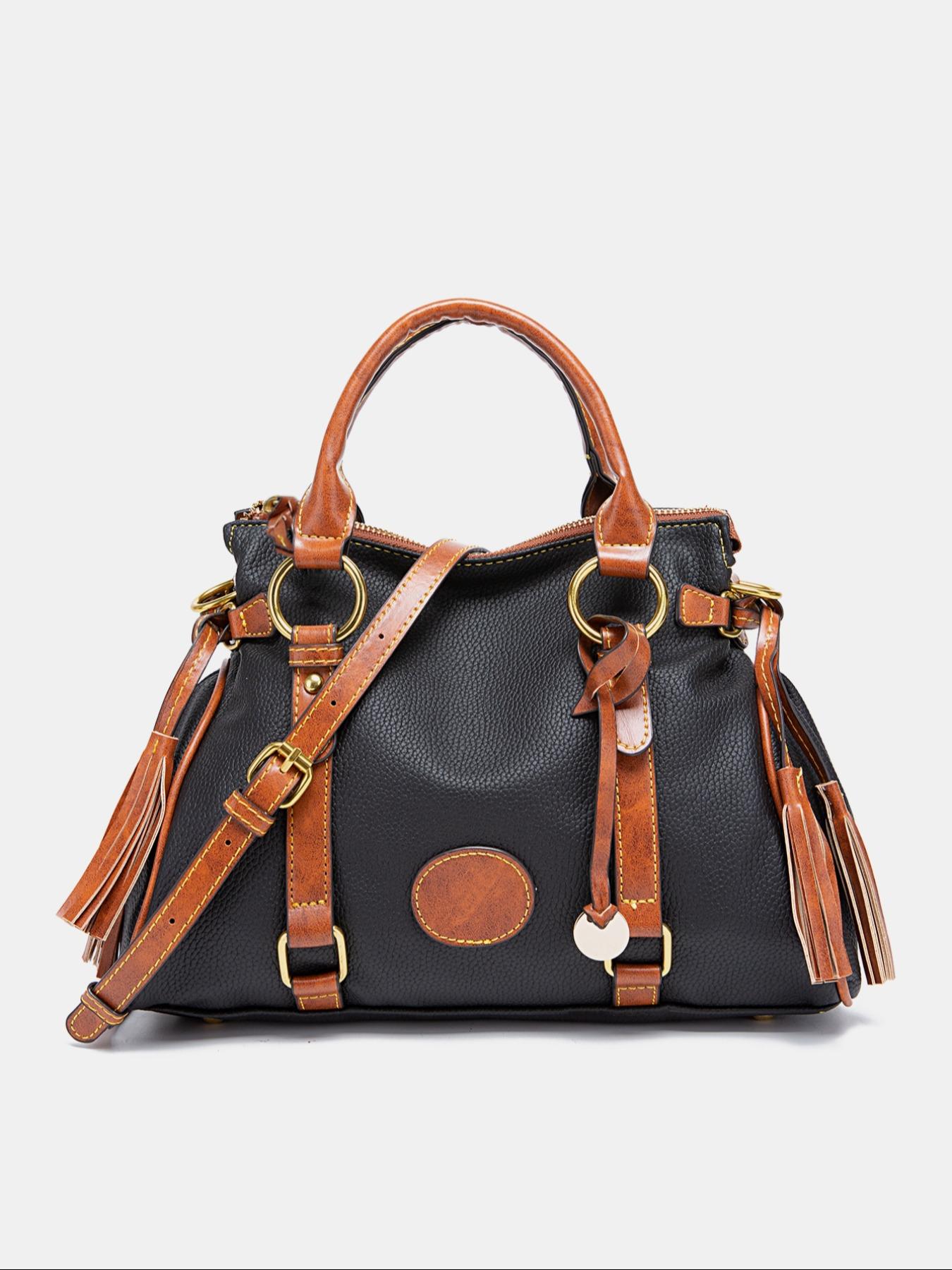 1 Piece Women's Fashionable Simple Color Tote Bag, Crossbody Tote Bag, Fashionable Large Capacity Tote Bag for Women & Men, Retro Bag for Commuters and Students