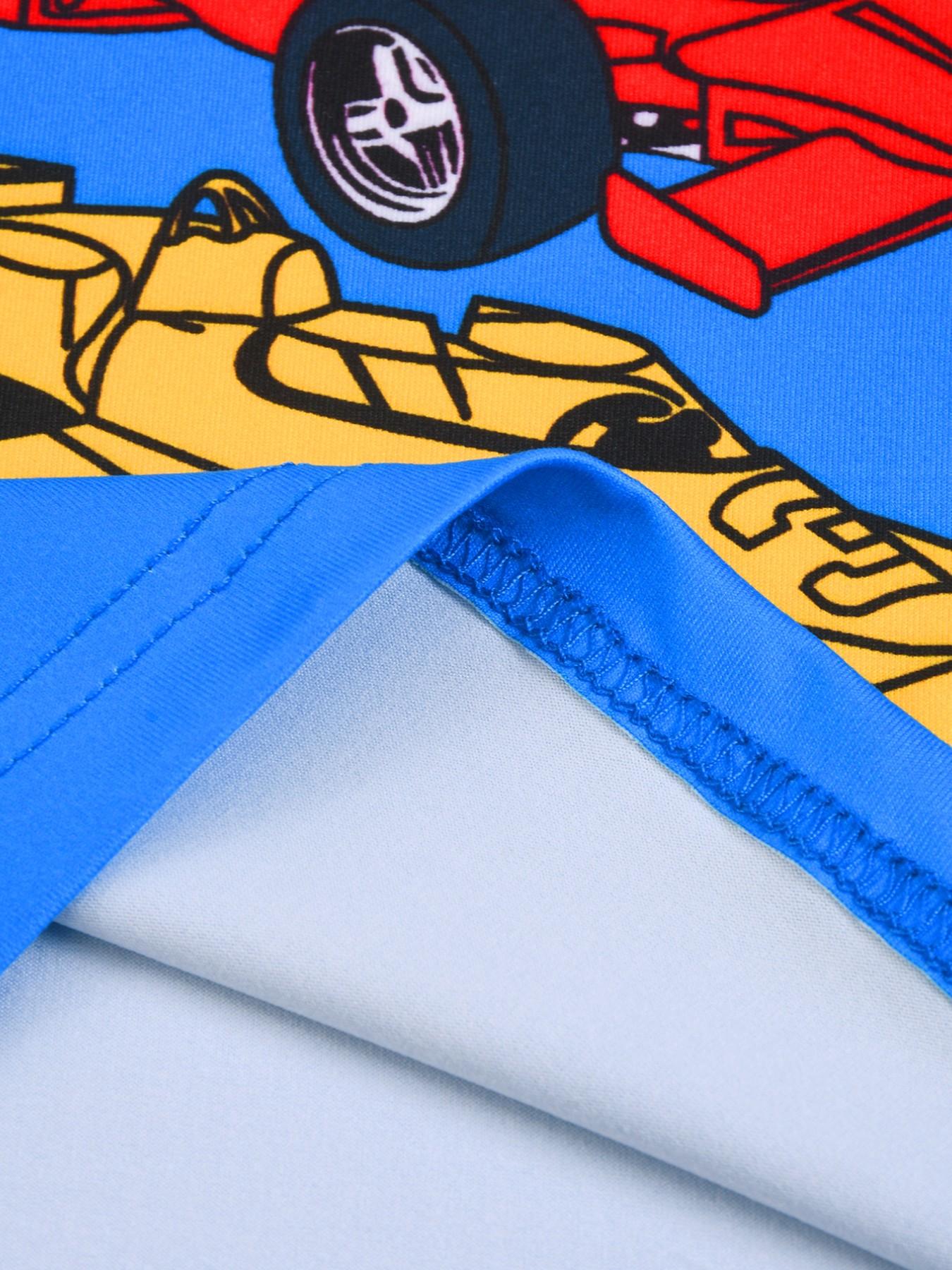 Boys' Short Sleeve Pajama Set, Cartoon Race Car Print, Casual Home Wear, Elastic Waist, H-Type Silhouette, 2-Piece