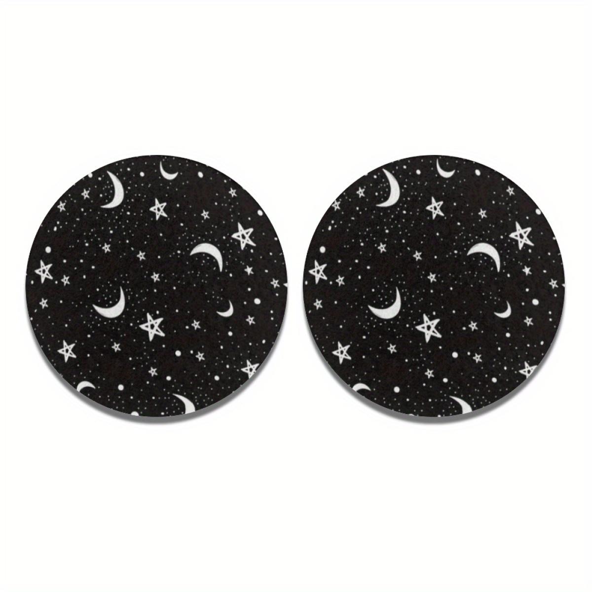 Star & Moon Pattern Car Coaster, Round Car Cup Holder Coaster, Car Interior Decoration Accessories for Women & Men, Car Interior Accessory