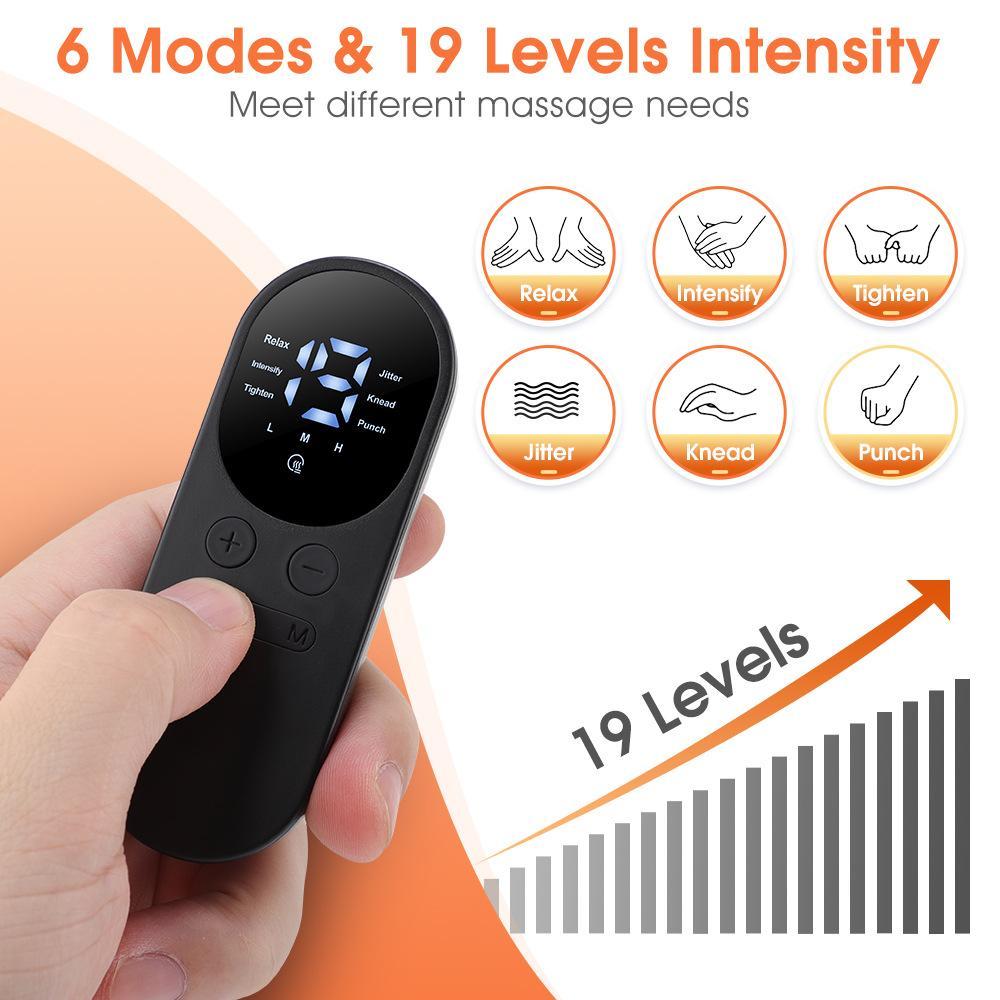 Portable Massage Patch with Remote Control Digital Display, 6 Modes 19 Levels, Multifunctional Shoulder Neck Back Full Body Massager, Muscle Stimulator