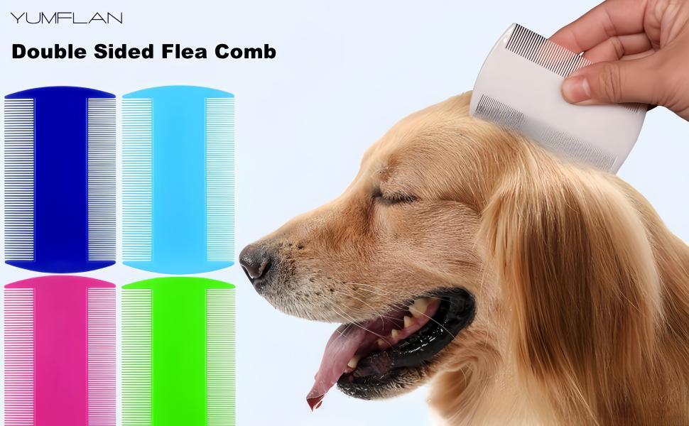 Yumflan Flea Comb, 5 Pack Double Sided Fine Tooth Comb, Pet Grooming Combs Dandruff Removal Combs for Cats Dogs Puppy