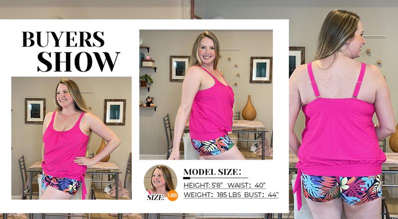 Holipick Black Plus Size Swimsuit for Women Two Piece Tankini Set Tummy Control Bathing Suits Blouson Tankini Top with Boy Shorts Holipick Black Plus Size Swimsuit for Women Two Piece Tankini Set Tummy Control Bathing Suits Blouson Tankini Top with Boy Shorts