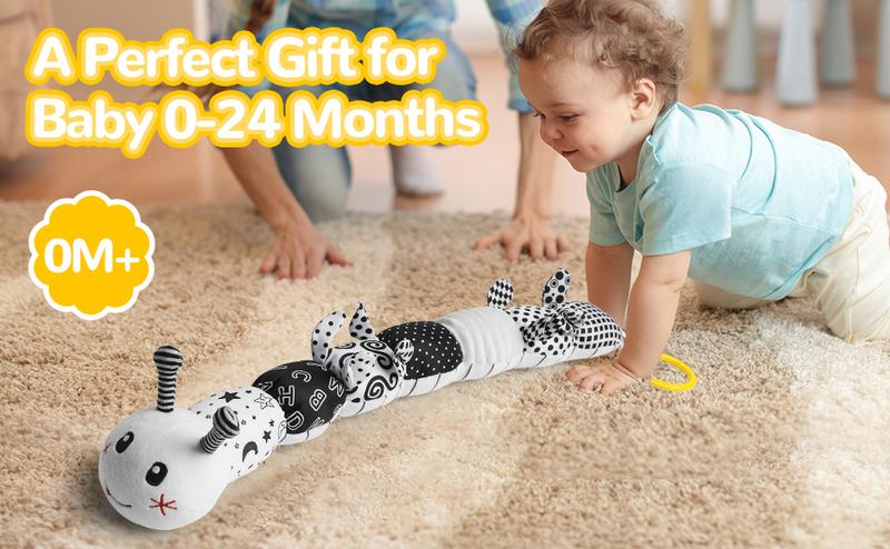 Dearlomum Newborn Baby Girl Gift Toys Infant Tummy Time Musical Stuffed Animal with Crinkle Rattle Textures Blue Crocodile Interactive Duck Shaped