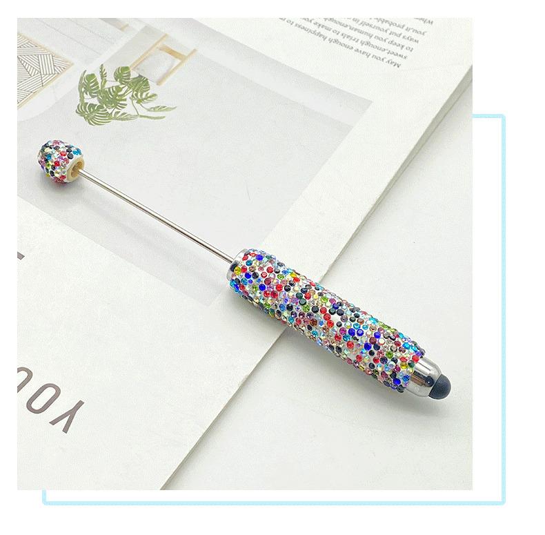 10pcs New DIY Touch Screen AB Full Rhinestone Beadable Pens, Creative Cute Beaded Pens, AB Color Diamond Ballpoint Pens, Stationery Gift Pens