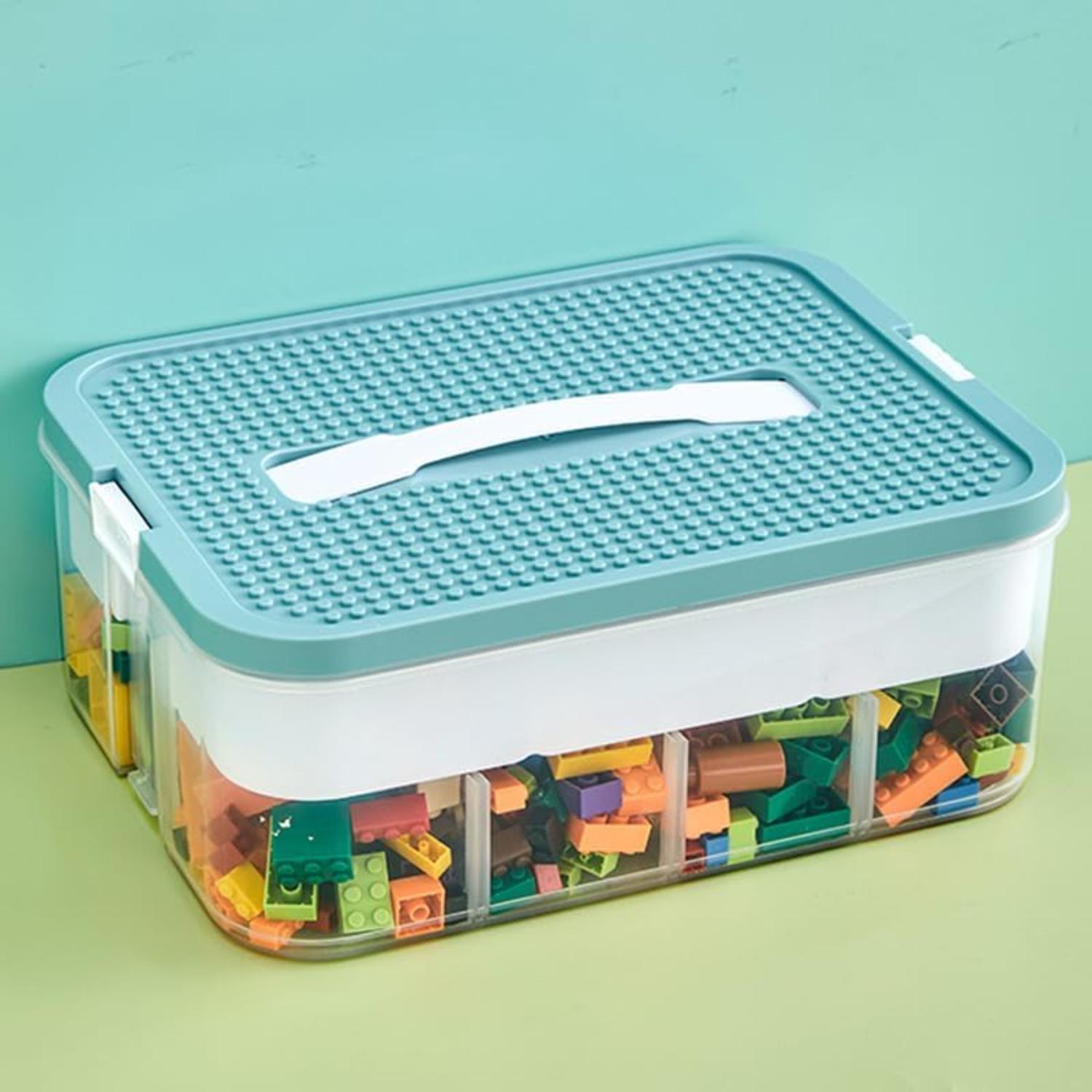 PrimPick Toys Organizer Multi Grids Organizer Storage Case for Lego Box Kids Toy Stackable Building Blocks with Lids Bins Adjustable Lego Storage Containers Plastic Toy Box 3 Layer Clear Plastic Boxes