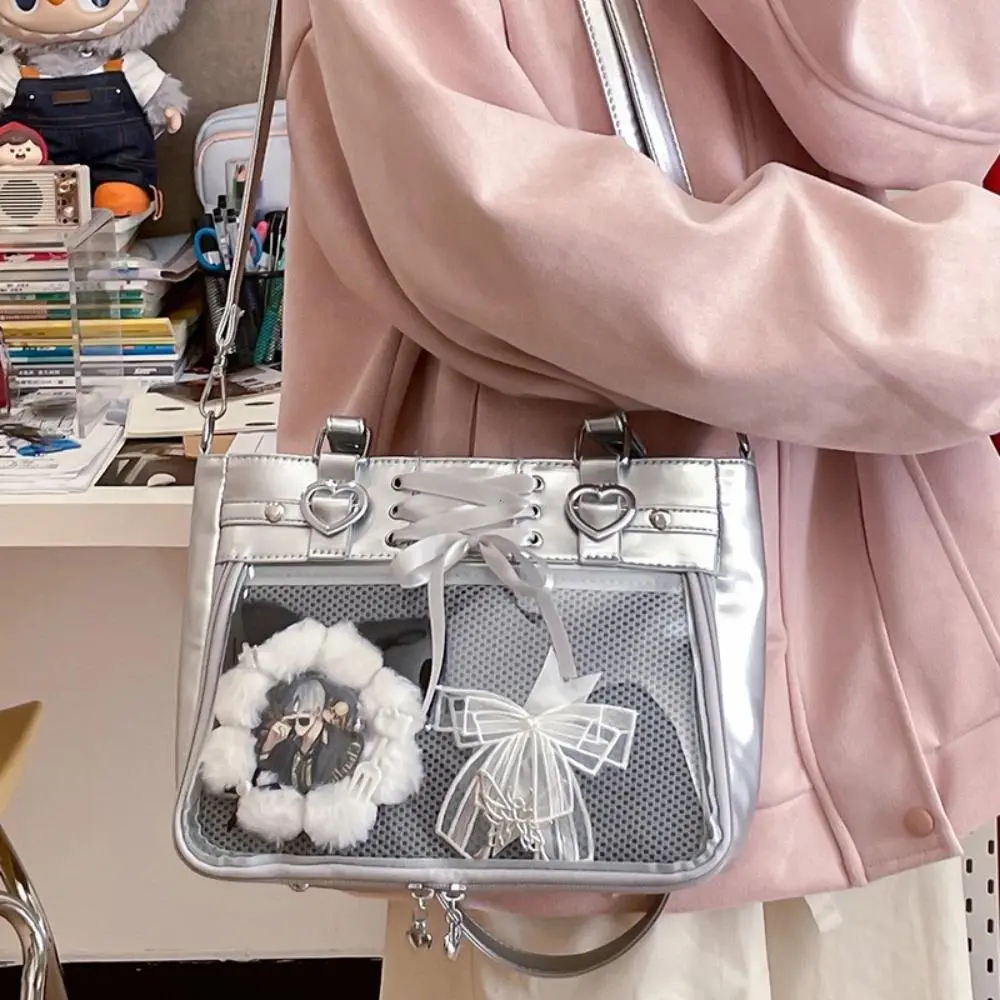 Italife Small Red Ita Bag Crossbody with Ribbon Women Kawaii Clear Cute Shoulder Bag Student Girl Heart Ita Bag with Insert 2026