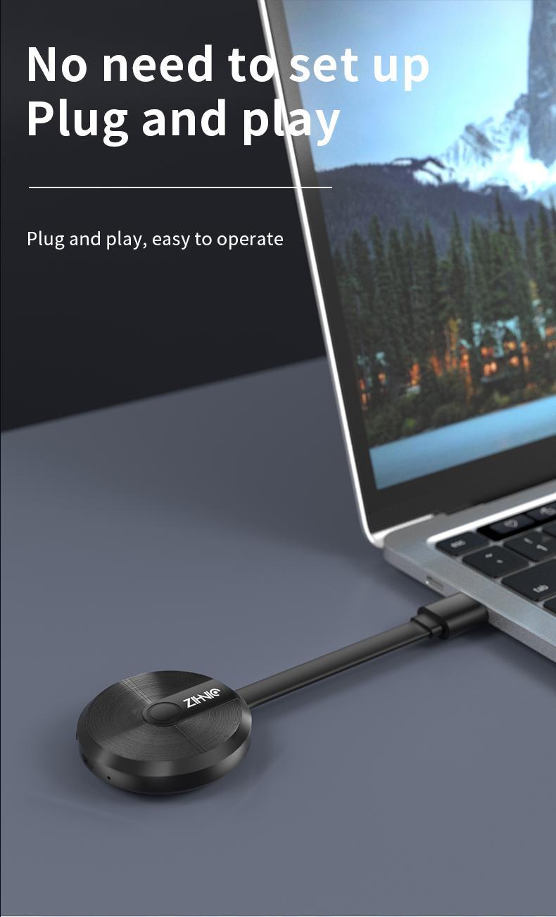 ZIHNIC Wireless Screen Projector HD TV Monitor Portable Mobile Phone Connection TV Monitor HD Wireless 5G 4K Horizontal and Vertical Screen Connector