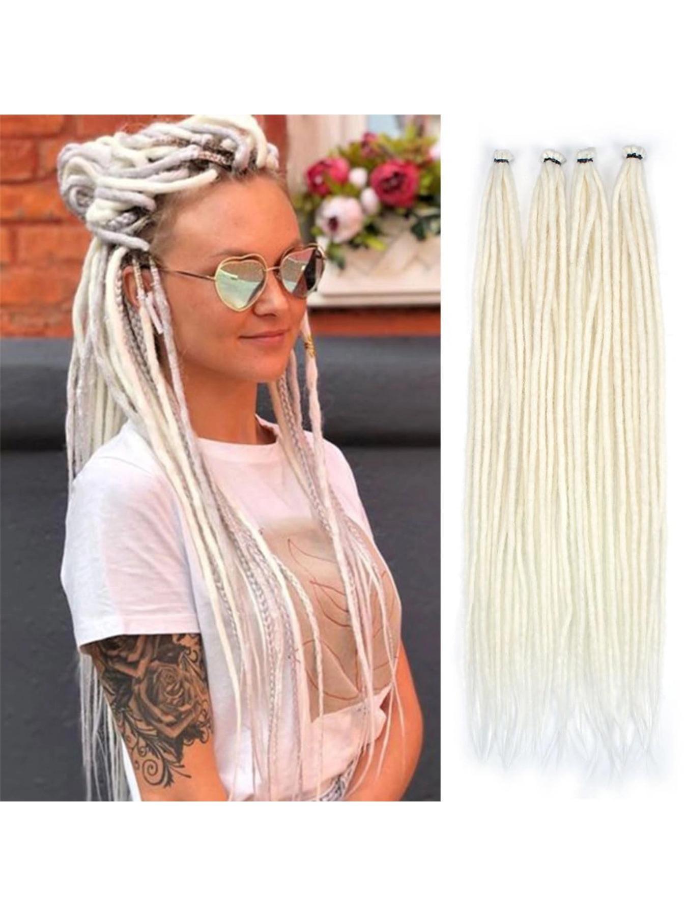 40 pcs Violet Red Dreadlock Extensions, 22" Synthetic Braiding Hair Crochet Dreads Extensions 100% Handmade Single Ended Dreads Thin 0.6cm Width Reggae Style Dreadlock for People