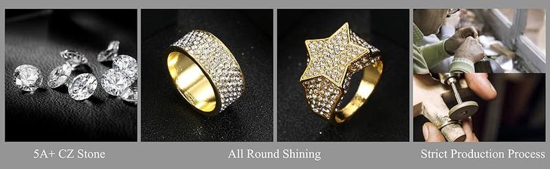 FASACCO 5pcs Bling Pinky Ring Iced Out Ring CZ Punky Rappers Ring Star Dollar Sign Hip Hop Ring for Men Gift Decorative Jewelry FallFreshness FASACCO 5pcs Bling Pinky Ring Iced Out Ring CZ Punky Rappers Ring Star Dollar Sign Hip Hop Ring for Men Gift Decorative Jewelry FallFreshness