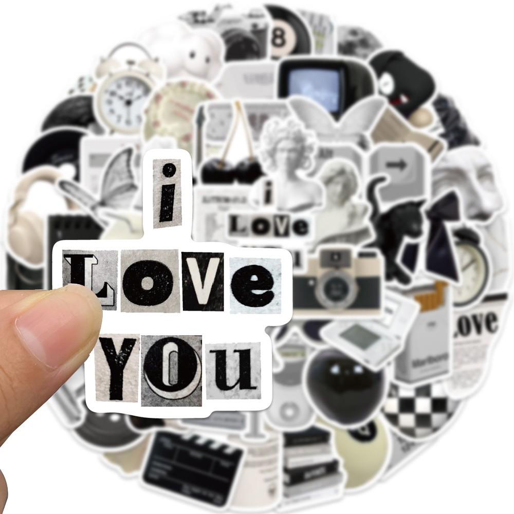 61 and Minimalist Graffiti Stickers, Flat Sticker Type for Luggage, Pens, Guitars, Notebooks, Waterproof Decorative Fun Transfers