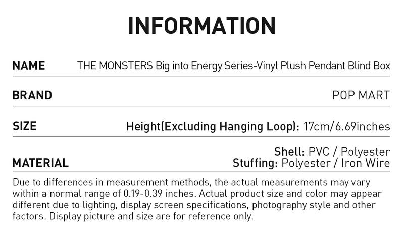 POP MART THE MONSTERS Big into Energy Series-Vinyl Plush Pendant Blind Box, Labubu Collectible Toys, Valentine’s Day Gifts-1.0