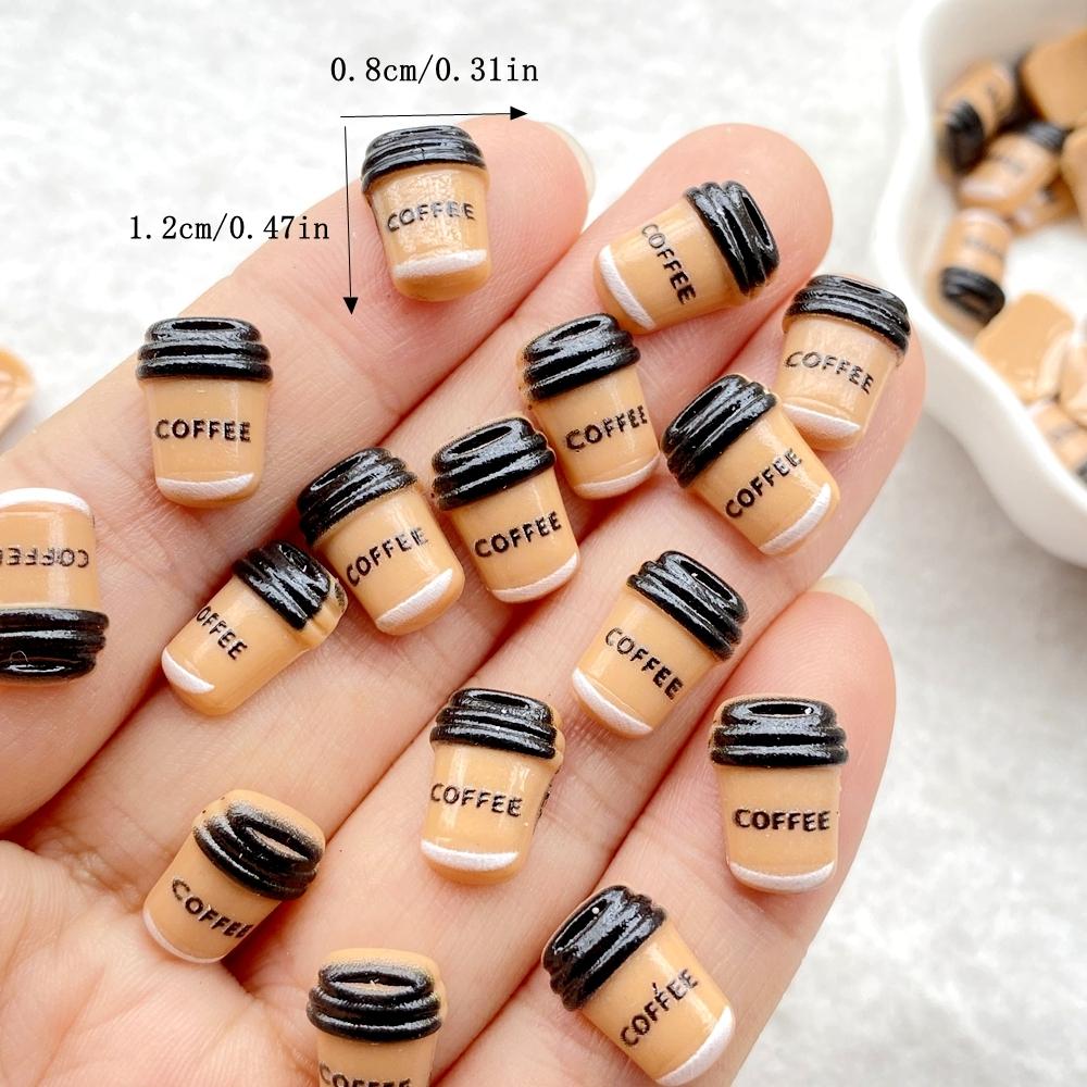 40pcs colorful cartoon mini coffee cup resin rhinestone nail accessories, charming and sweet multifunctional rhinestone jewelry - suitable for nail art, scrapbook DIY、 Wedding decorations and nail art accessories