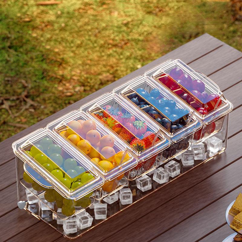 Storage Boxes, Chilled Condiment Racks, Trays with Individual Lids and Removable Plates, Fruit and Candy Boxes, Condiment Trays for Bar Accessories, Fruits, Salads, Burritos, Party Decorations, Kitchen Appliance.