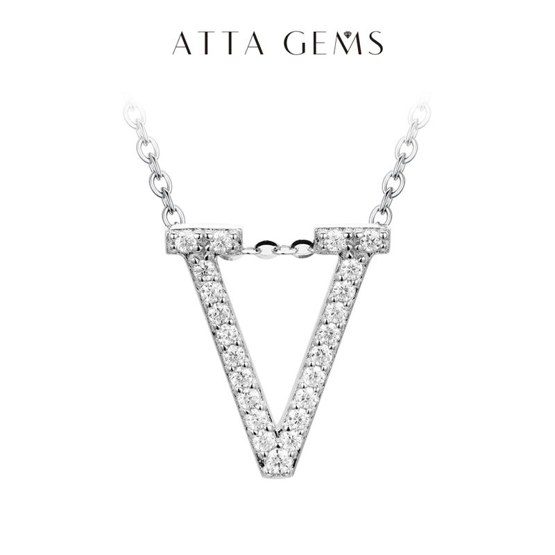 A~Z 26 Letters Necklace Synthetic Moissanite Pendant DIY Design Have Pendant and Chain Free N010