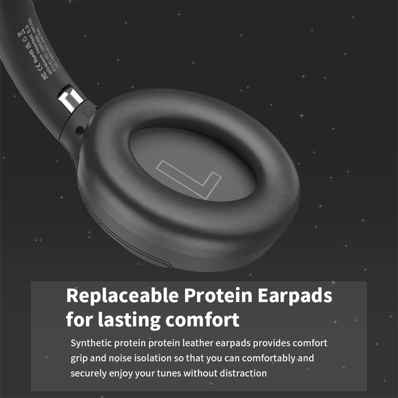 FoFun Multifunctional NC50 Hybrid ANC Wireless Headphones, Built-in Mic, Low Latency,Be aware of safety mode,Custom EQ, Over-Ear, Android/iPhone