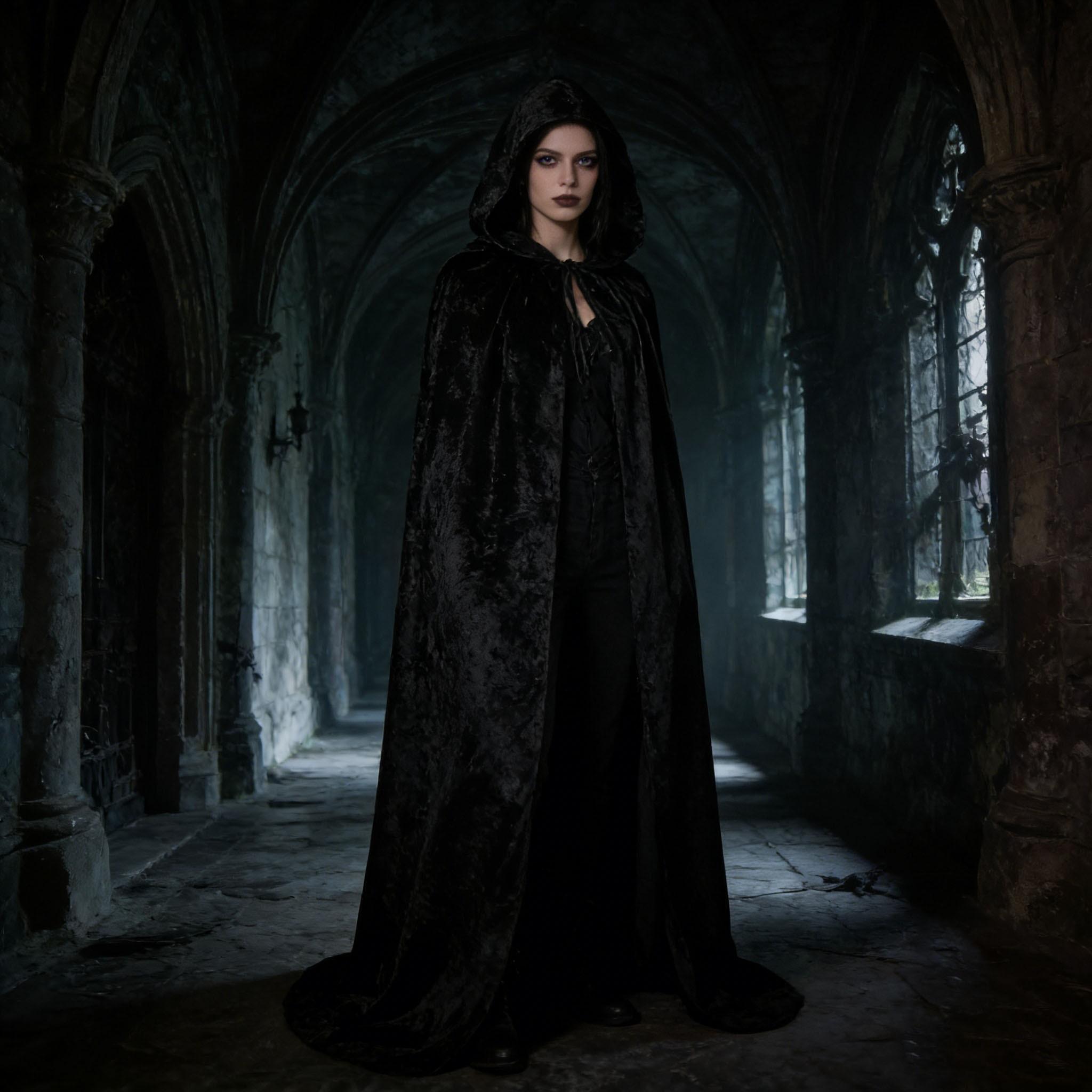 Dark Halloween Cape, Gothic Witch Vampire Adult Horror Cosplay Costume, Perfect for Halloween Parties, Stylish and Spooky