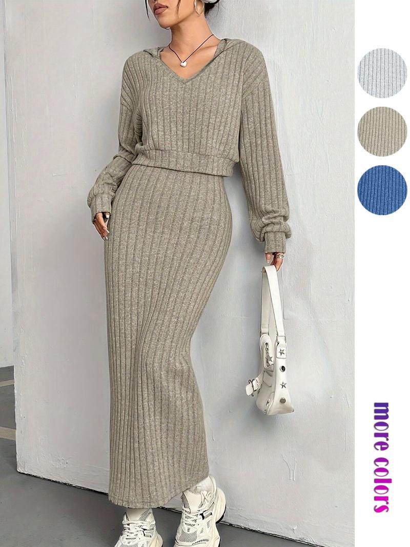 Women's Elastic Comfortable Dress Sweatshirt Set, Casual Two-Piece, Soft Fabric, Perfect for Travel Parties, All Seasons Y2K Style
