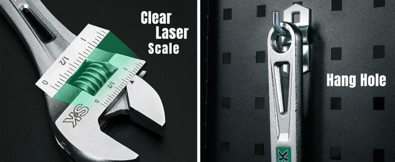 SK 2-Pack Adjustable Wrench Set, 6, 8, 10 and 12-Inch, Cr-V Steel, SAE & Metric Scales