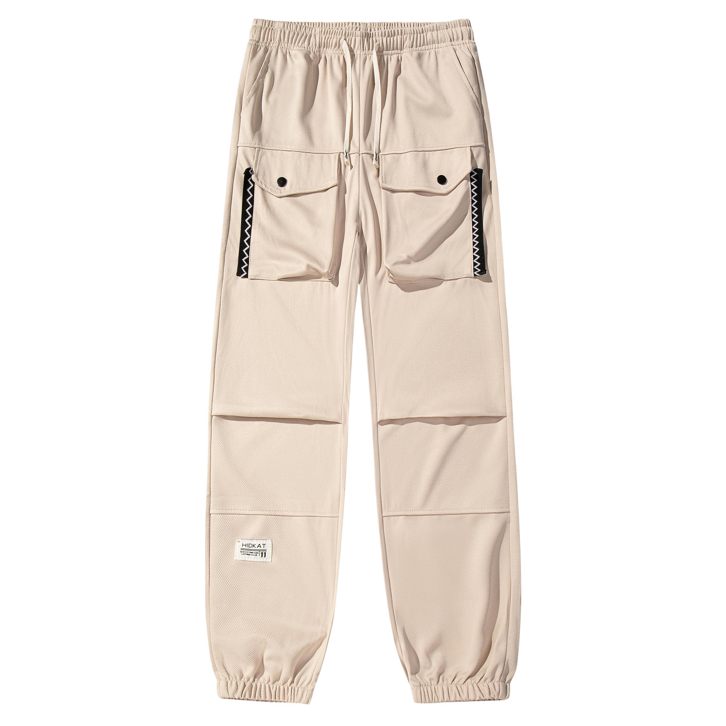 Men's 3-Pack Stitched Cargo Jogger Sweatpants - Multi-Pocket, Label Decor, Cuffed, Elastic Drawcord, Loose-Fit, Casual Streetwear, Men's Cargo Pants
