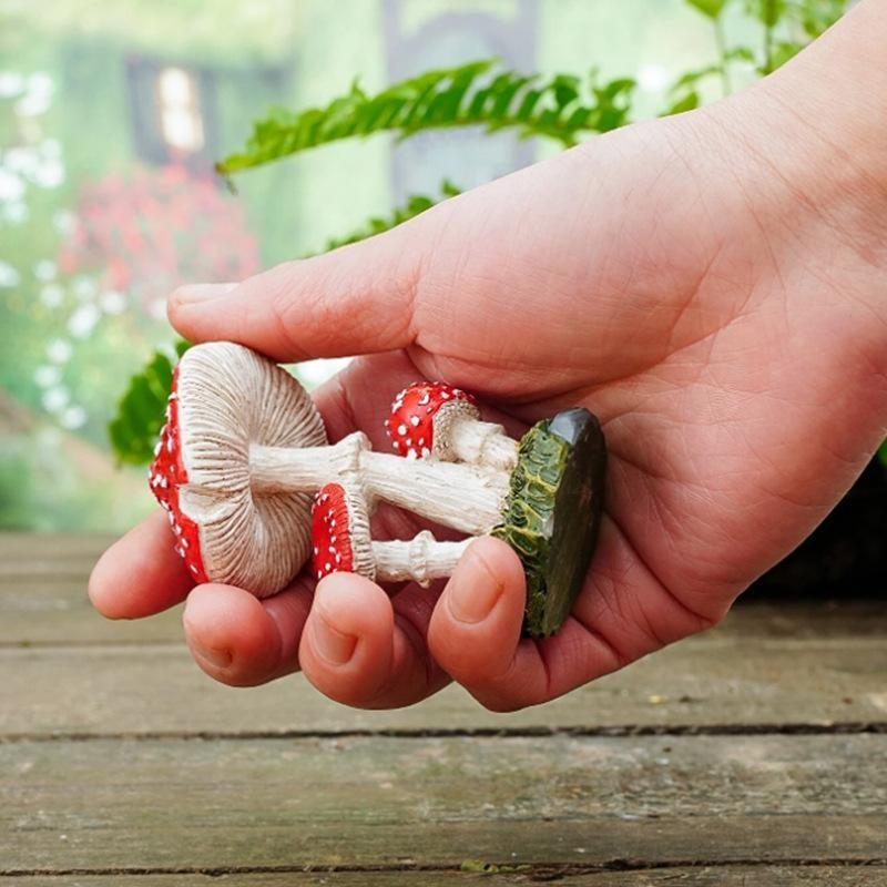 3-Piece Resin Mushroom Decoration for Desktop Gardens, Perfect for Micro Landscapes and Potted Plant Designs, Adds Fun Home Décor Charm