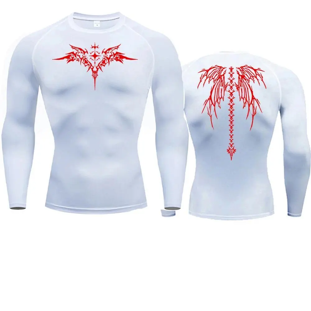 Men's Compression Shirt Anime Print Gym Sport Quick Dry Gym TShirts Fitness Athletic Undershirts Elasticity Tops Tee Summer Male