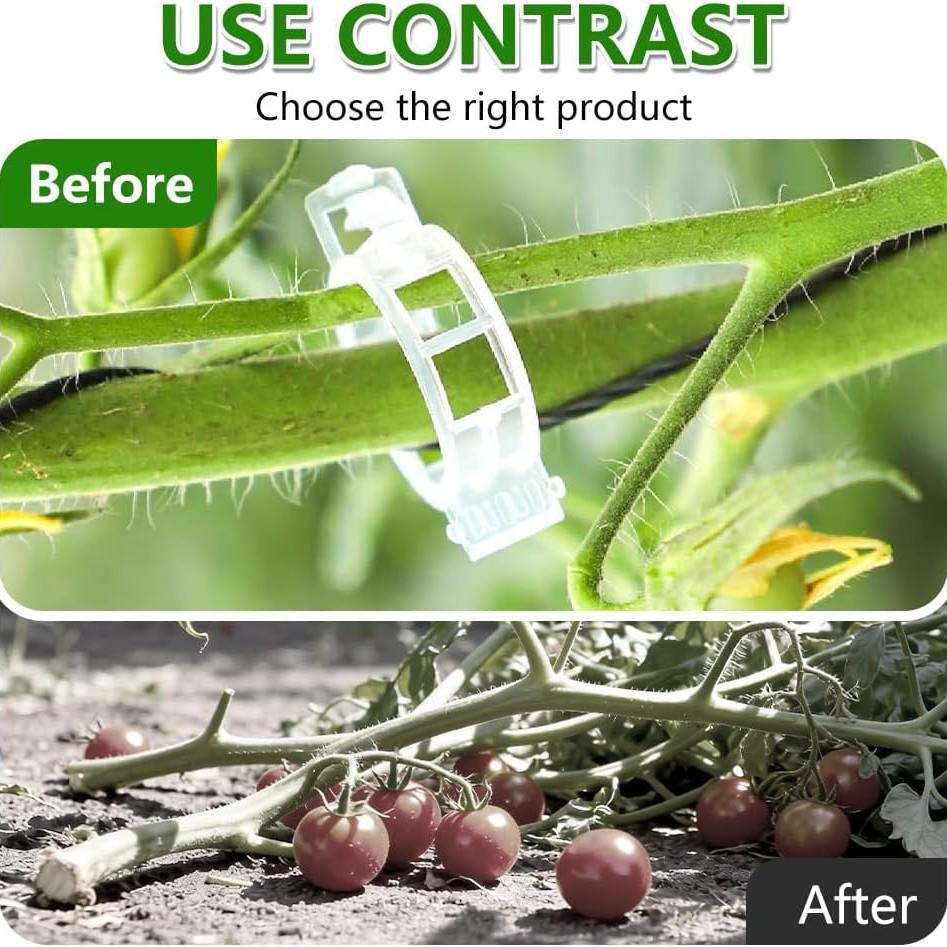 Plant Support Clips, Vegetables Plants, Garden Clips to Grow Upright Makes Plants Healthier, Greenhouse Garden Clips to Keep Plants Upright & Healthy