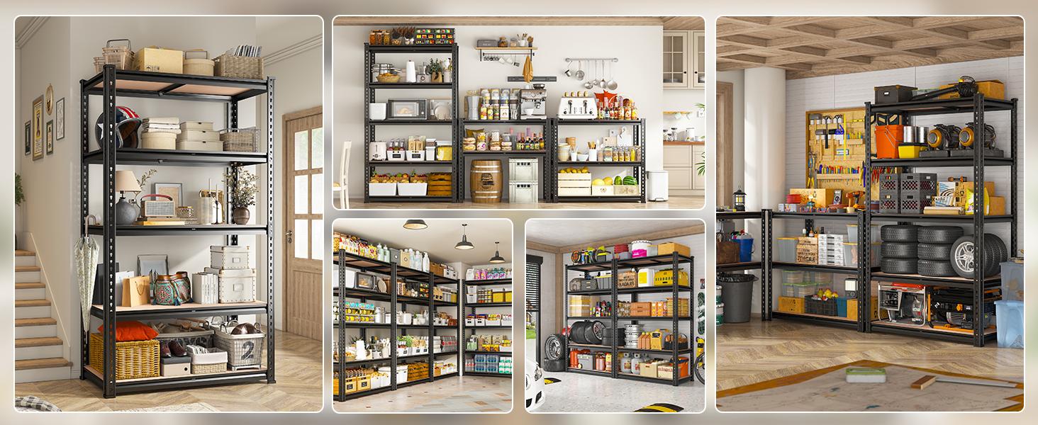 Raybee Furniture Garage Shelving Storage Shelves 5 Tier Metal Storage Shelving Unit Adjustable Garage Shelf Storage for Craft Warehouse Pantry Basement Kitchen Cabinet Organizers Organiser Racks