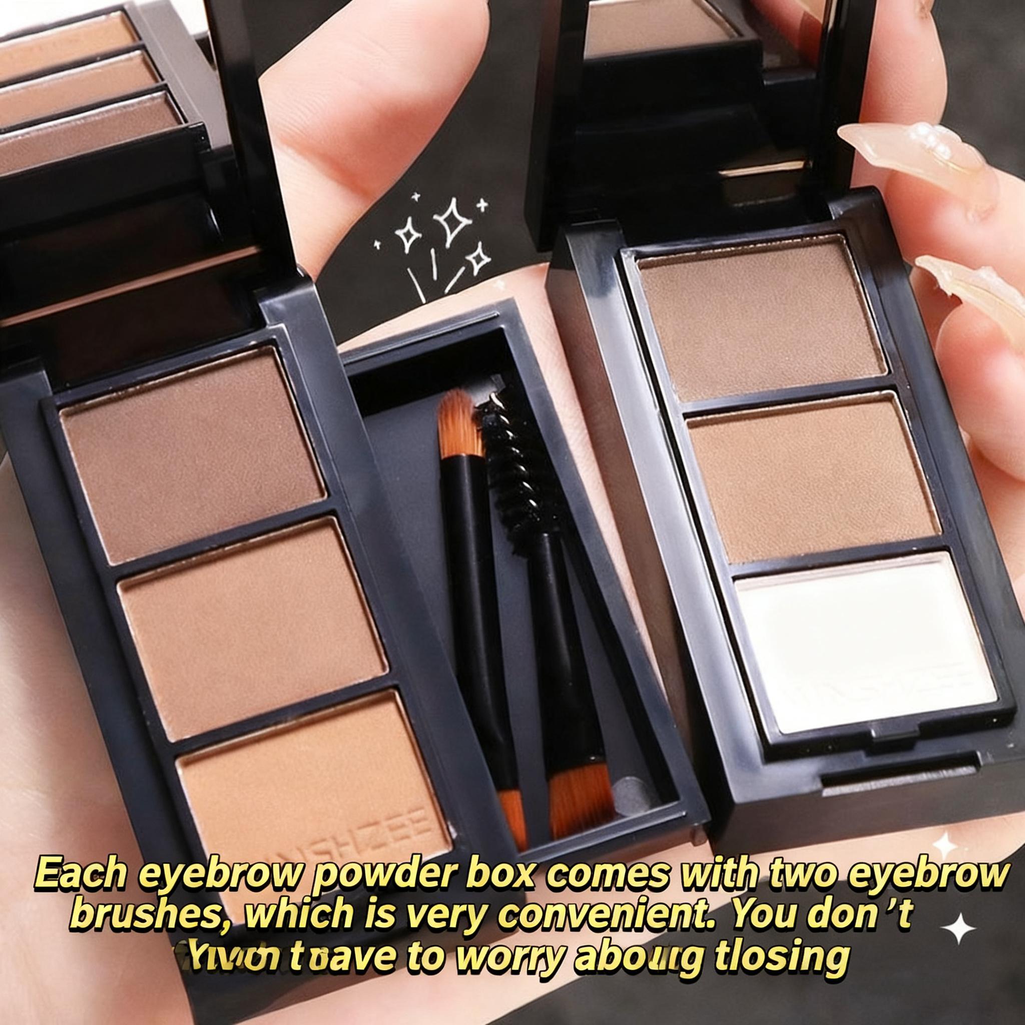MINSHZEE Tri-color 3D Eyebrow Powder with Makeup Brush Waterproof