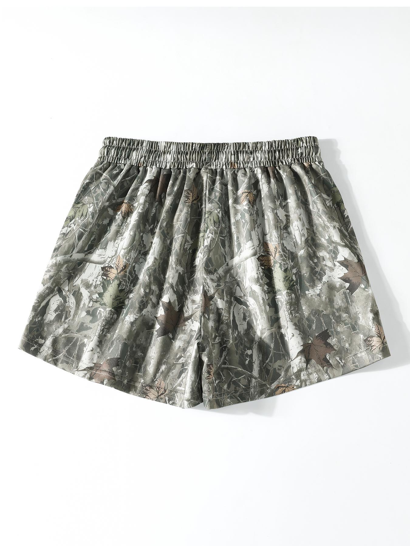 Women's Camo Print Shorts, Athletic Shorts, Casual Comfy Breathable Shorts for Daily Wear, Ladies Bottoms for Summer