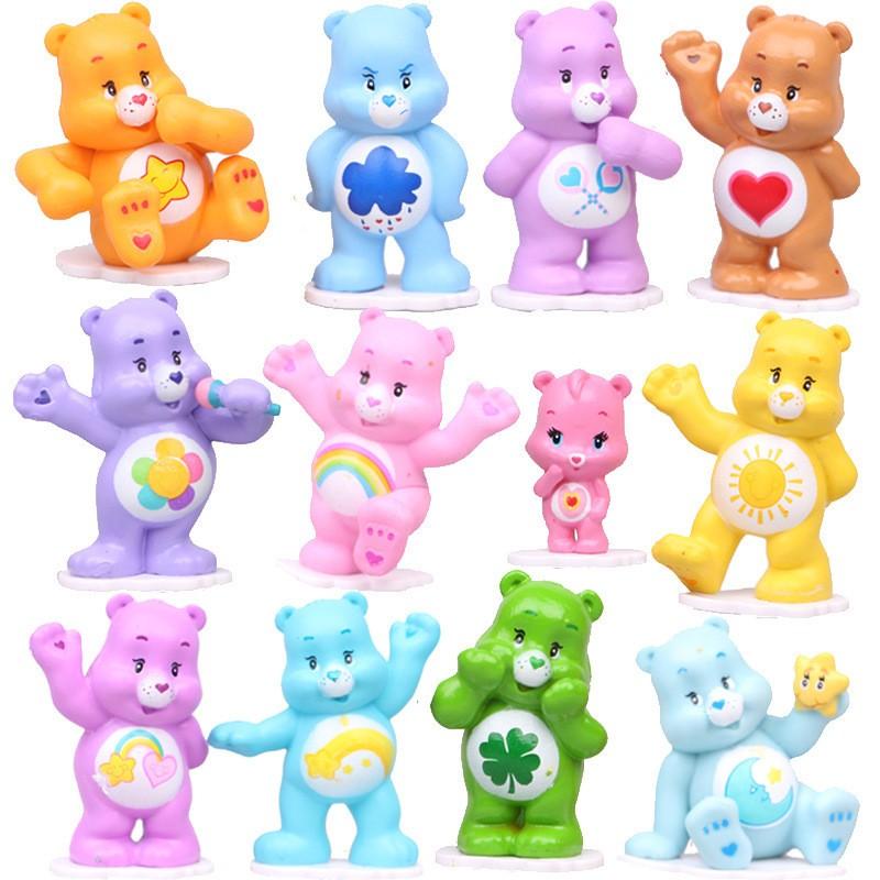 12 Rainbow Bear Heart Figurines, Seven-Color Micro Landscape Decor, Creative Decoration, Adorable Collectibles, Perfect Gift Idea!