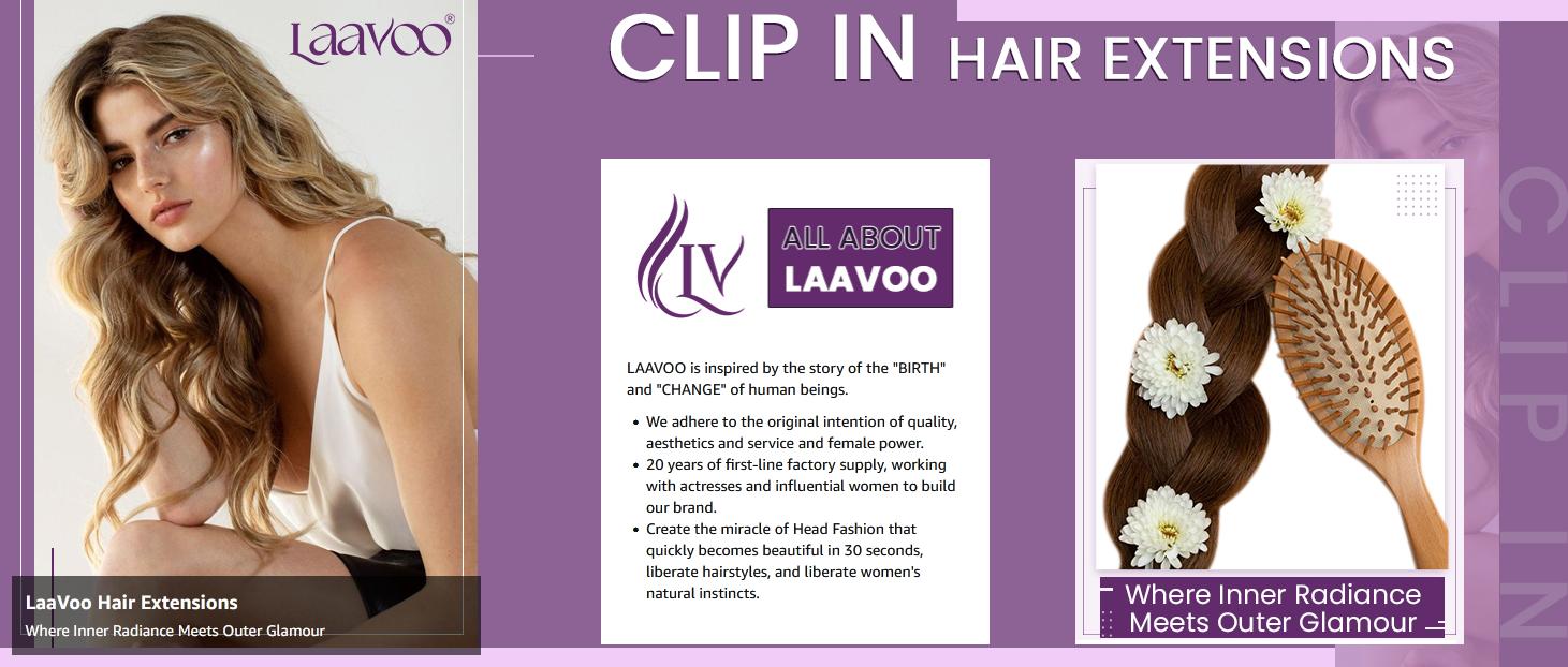 LaaVoo Seamless Clip in Hair Extensions Real Human Hair Invisible PU Weft 7 Counts Outdoorfun TikTokShopBlackFriday