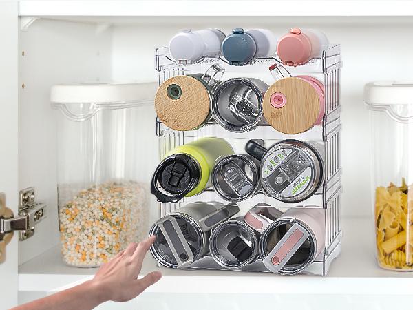 Water Bottle Organizer for Stanley 40oz Tumbler, Pantry Kitchen Organizers and Storage for Stanley Cup, Stackable Water Bottle Holder Racks