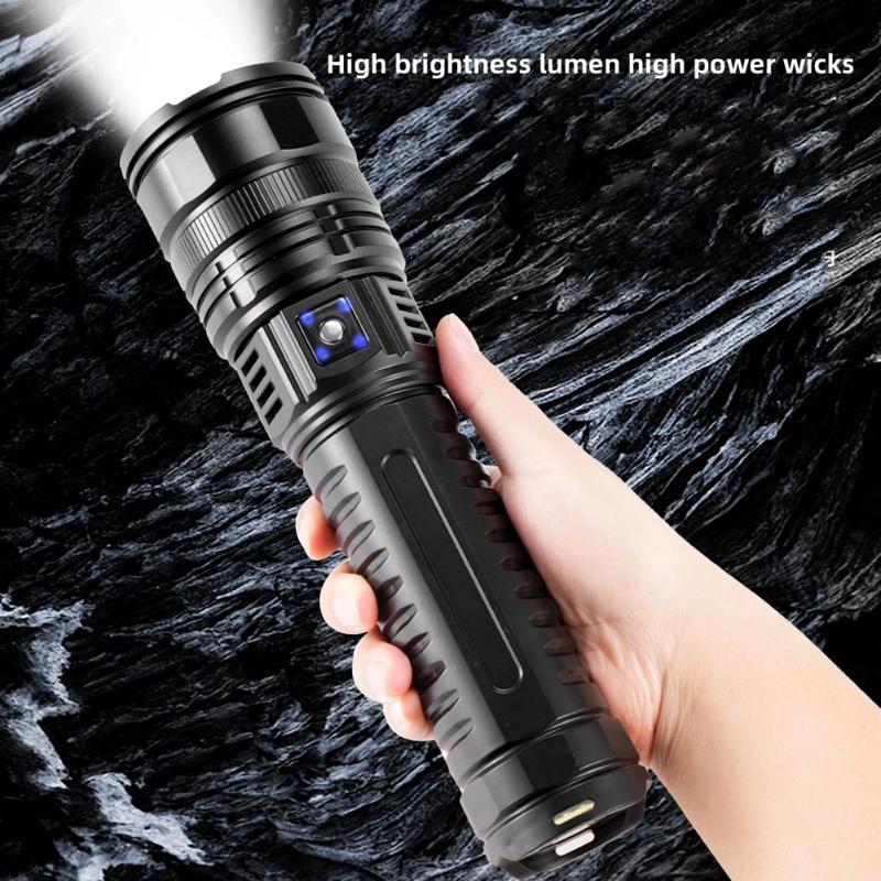 Usb Rechargeable Led Flashlight, 5 Modes Zoomable Tactical Flashlight, High Powered Flashlight, High Lumen Flashlight, Portable Lighting Led Light, Outdoor Flashlight Tools for Camping Hiking, Led Lights, Adjustable Tactical Flashlight