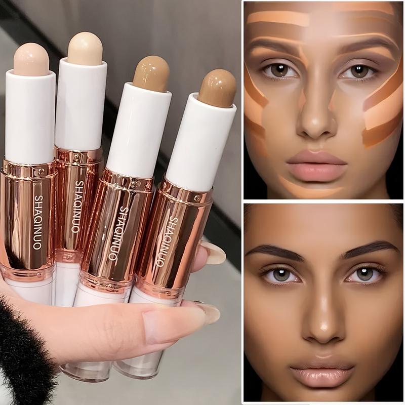 Double-Ended Highlighter Contour Stick, Long-Lasting Natural Finish, Waterproof Sweatproof, Buildable Coverage, Multi-Purpose Face Makeup