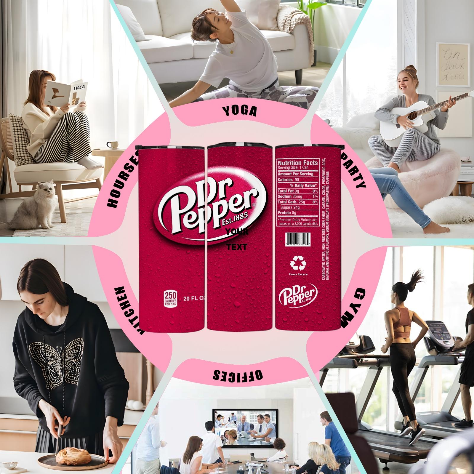 Siphalo 1pc 20oz Soda Can Style Skinny Tumbler, Red Fizzy Drink Print Insulated Stainless Steel Cup with Lid & Straw, Retro Beverage Design Travel Mug for Work, School, Gifts, Stainless Steel Drinkware