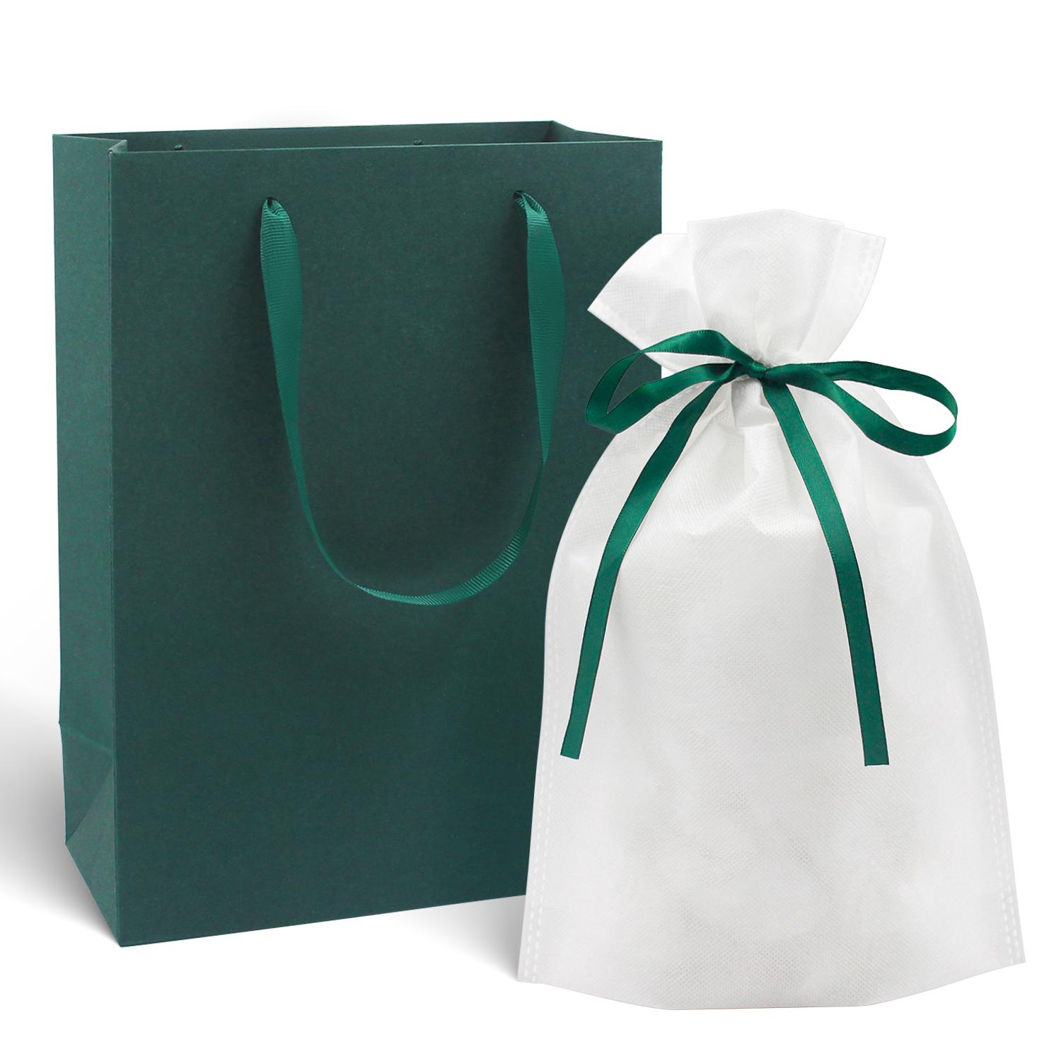 Party Favor Bags Set of 2 | Reusable Kraft Paper Tote Bag with Ribbon Drawstring Non-Woven Pouch | Wedding Guest Gift Wrap Bridal Shower Baby Shower Return Gifts | Multi Colour