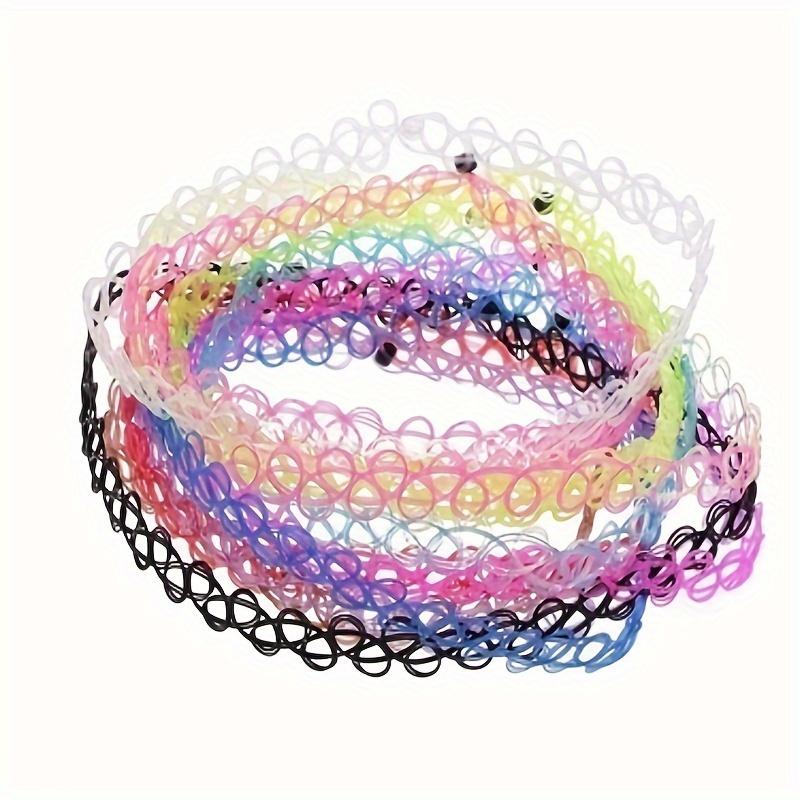 12pcs/set FashionPunk Gothic  lace collar fishing line elastic necklace， Black Tattoo Choker For Girls, Party Favors