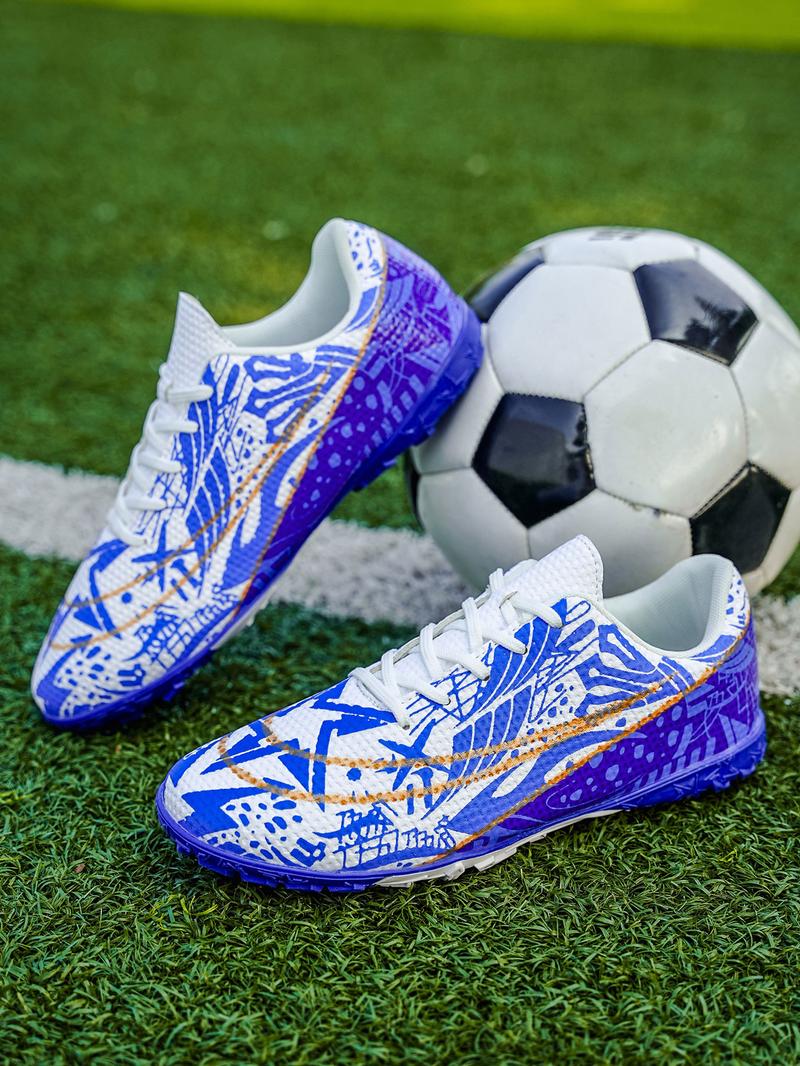 Unisex Blue - Silver - Black Contrast Football Shoes, Soccer Cleats, Personalized Texture Design, Breathable and Wear - resistant Upper, Strong Grip Studs for Better Field Performance, Ideal for Football Training and Matches